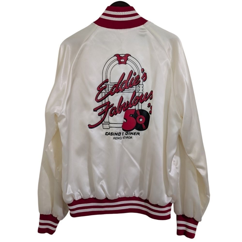 VINTAGE Westark Satin Bomber Jacket - Eddie's Fabulous 50's Casino Reno Diner XL
